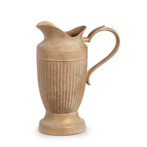 13.5" Ribbed Gold Pitcher