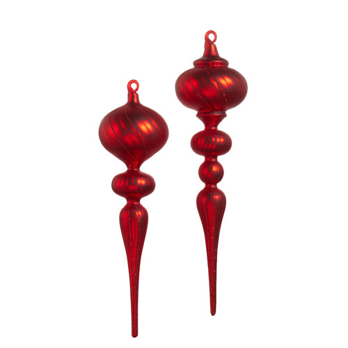 13" Matte Red Finial Ornament