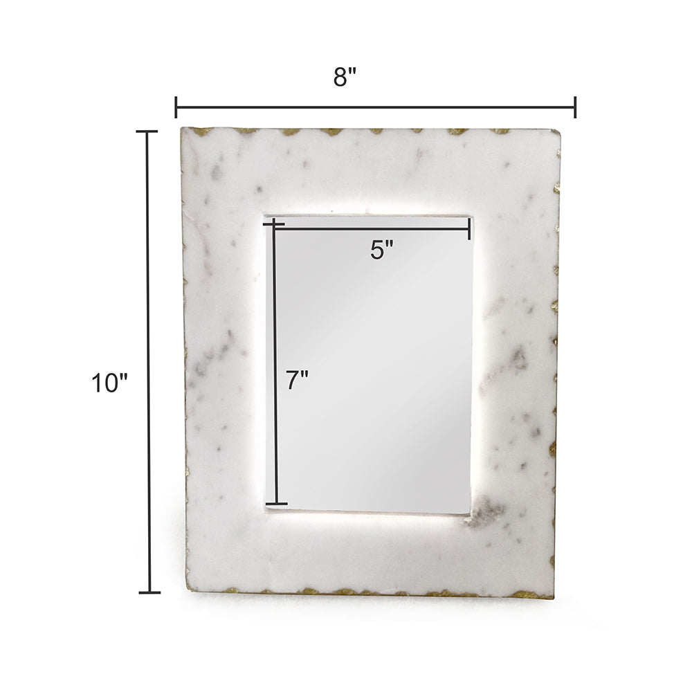 White Marble Photo Frame with Gold Trim