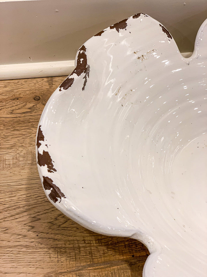 Distressed White Ceramic Bowl