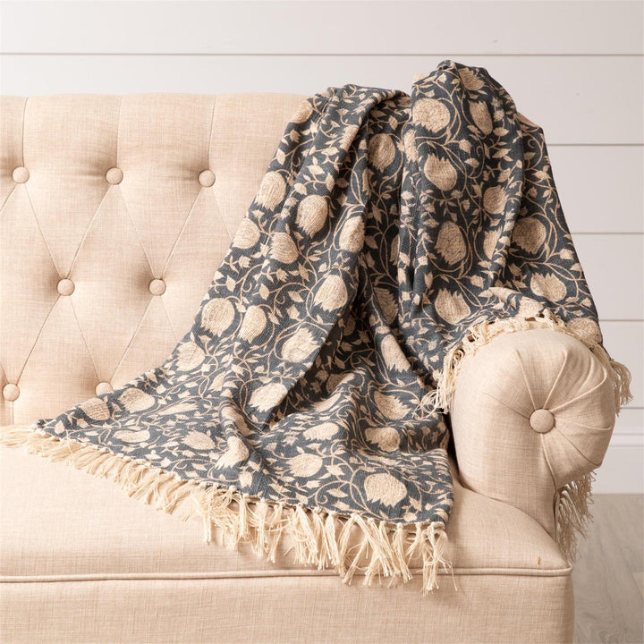 Navy Block Print Throw Blanket