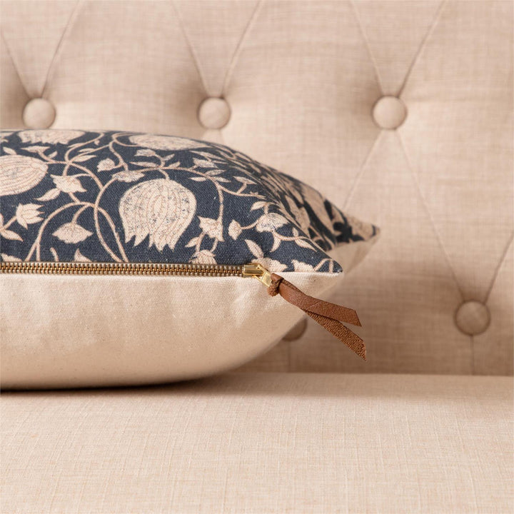 Navy Block Print Lumbar Pillow