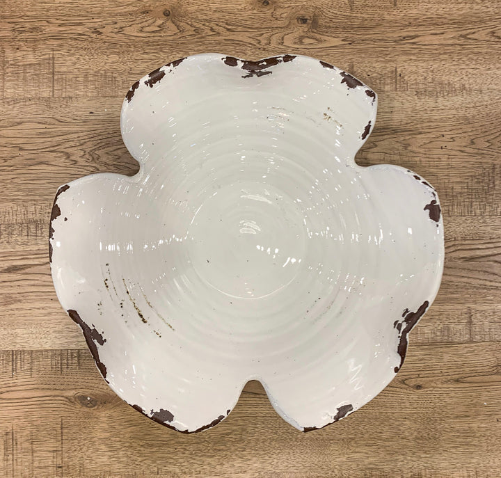 Distressed White Ceramic Bowl