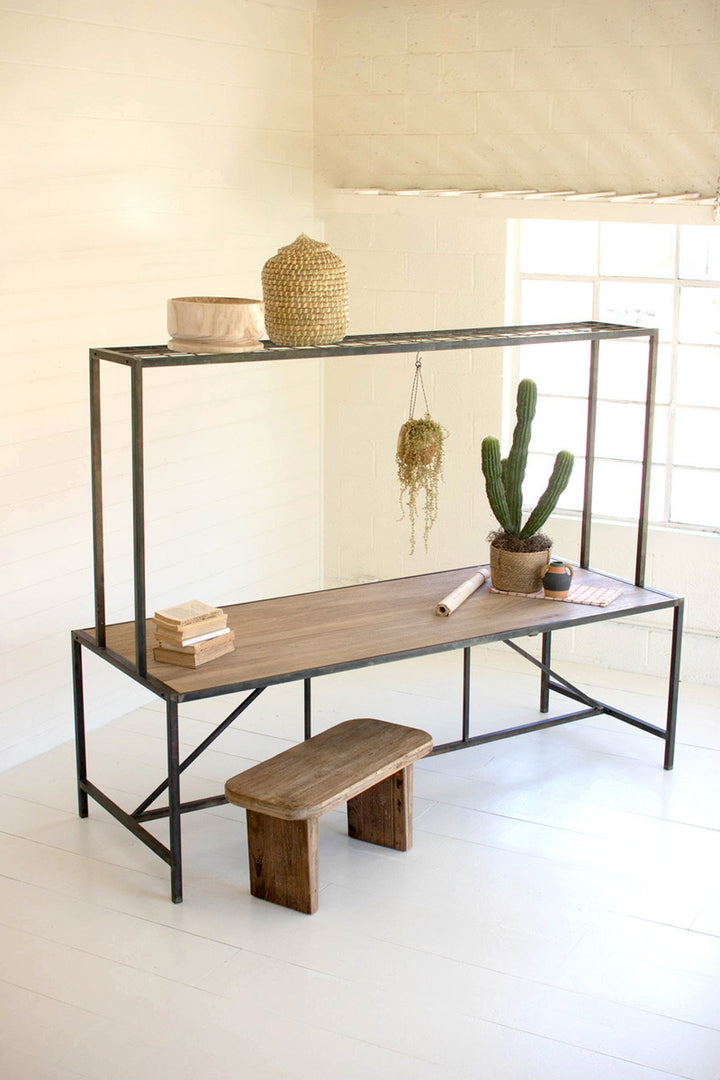 Metal Store Display Table w/ Wooden Top