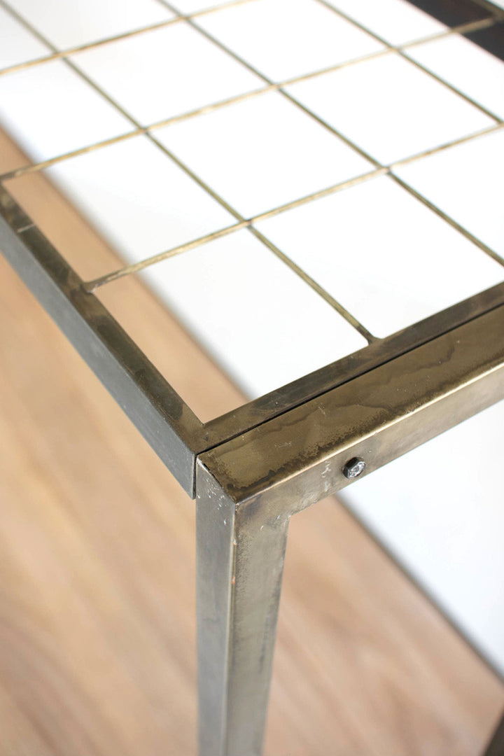 Metal Store Display Table w/ Wooden Top