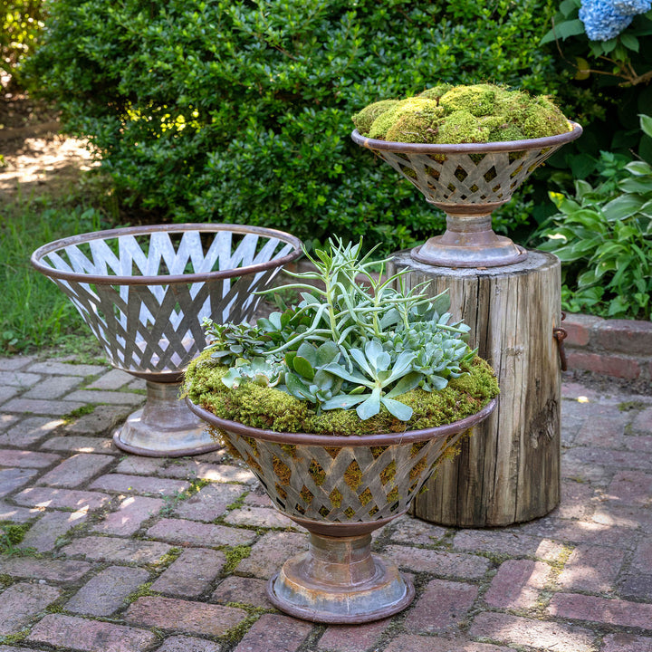 Planter-Woven Metal Footed Bowl