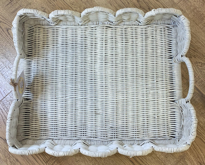 Scalloped Rattan Tray