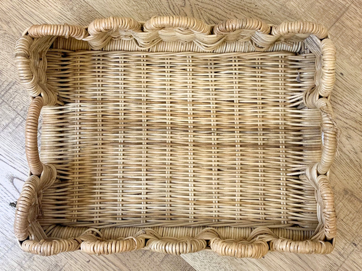 Scalloped Rattan Tray