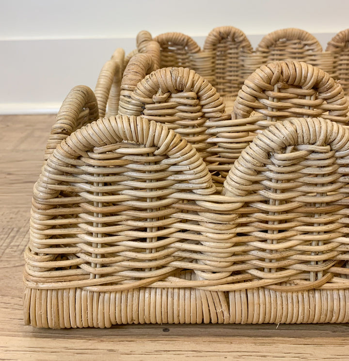 Scalloped Rattan Tray