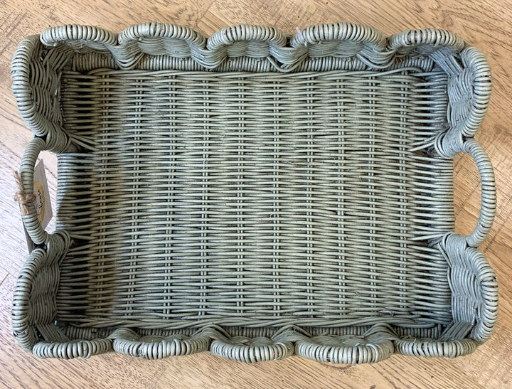 Scalloped Rattan Tray