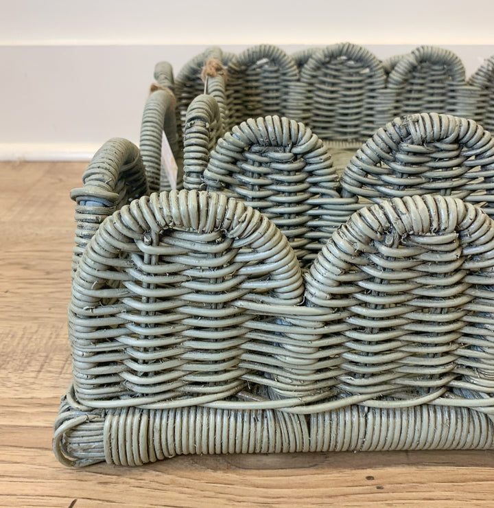 Scalloped Rattan Tray