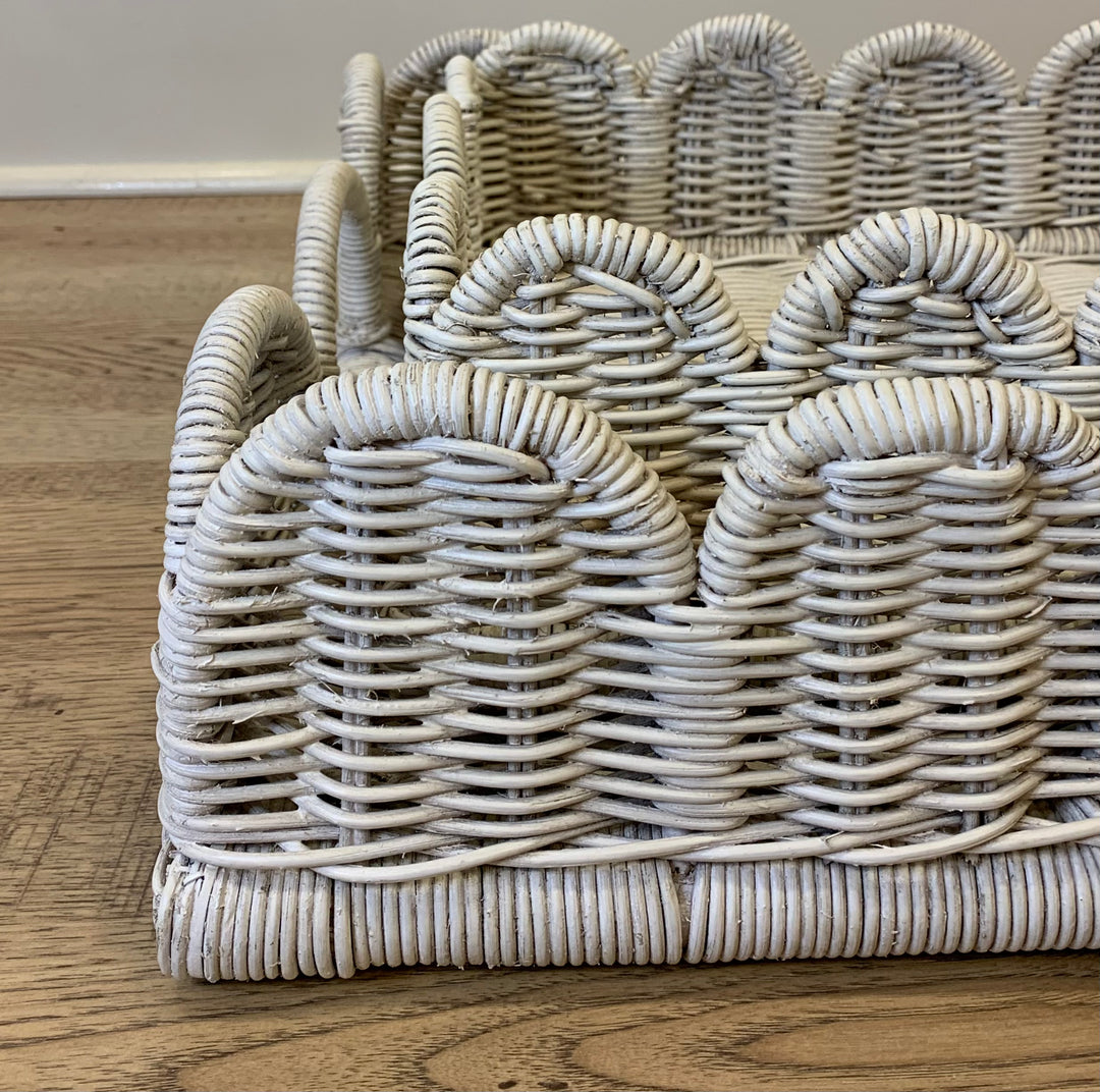 Scalloped Rattan Tray