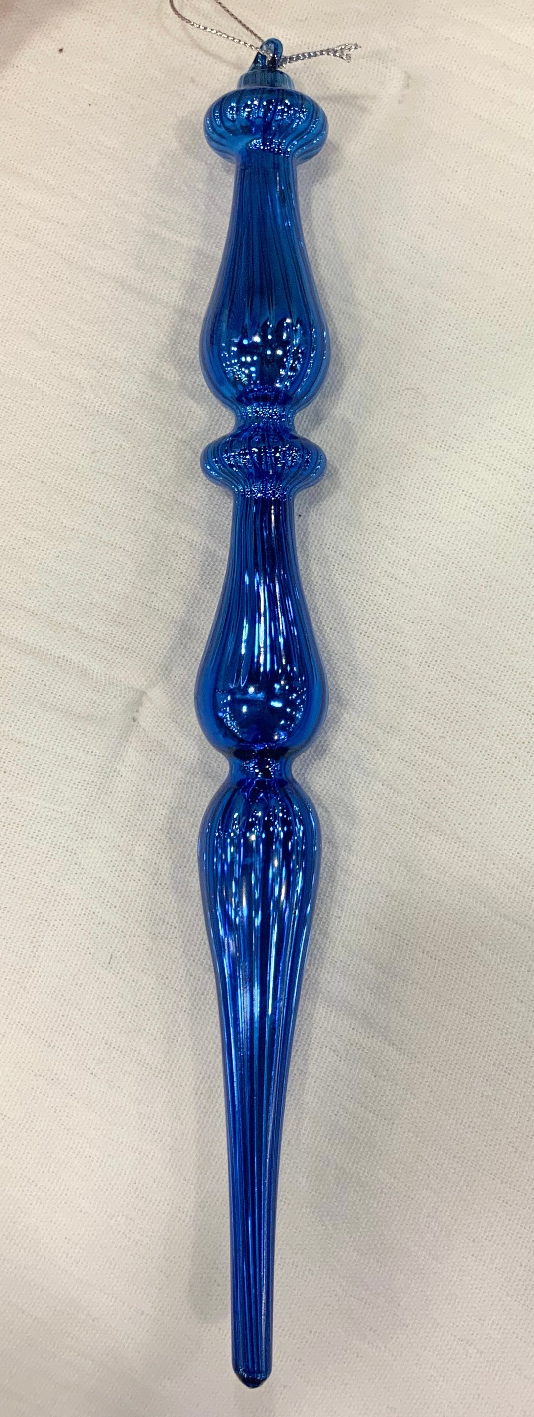 11" Blue Glass Finial Ornament