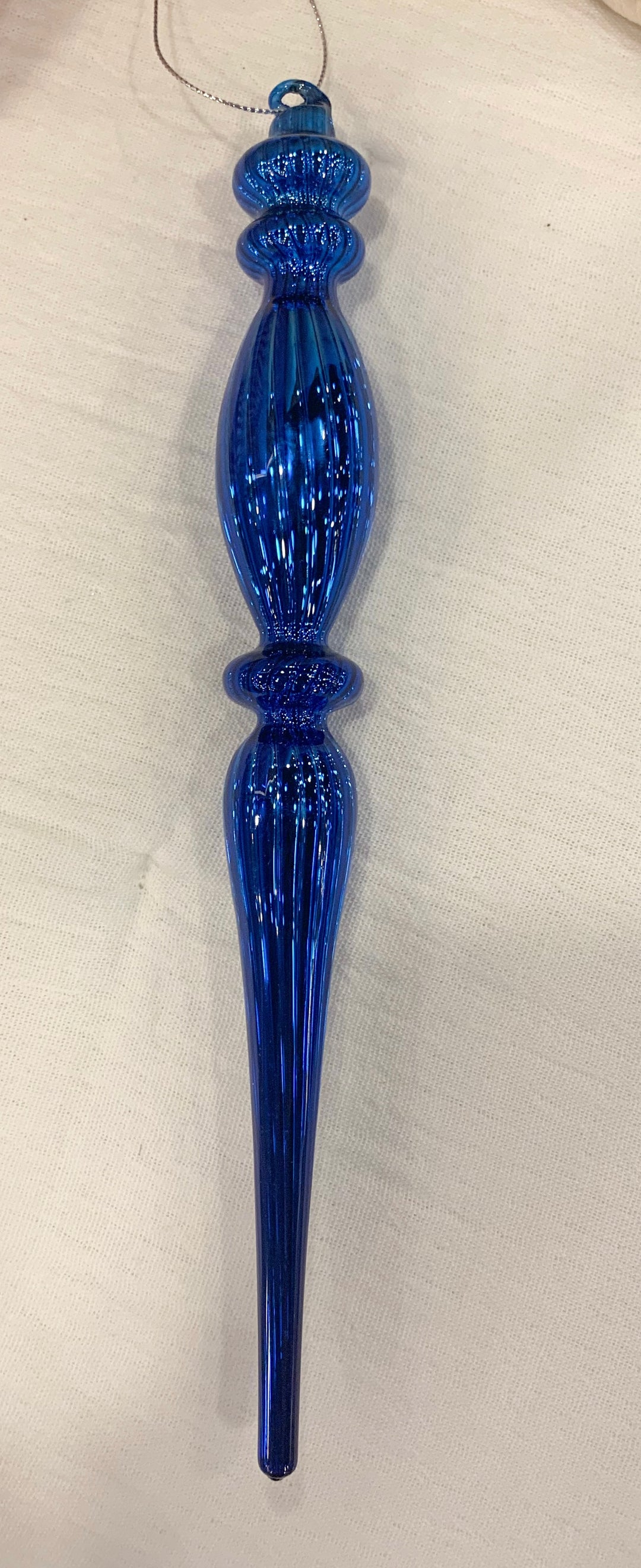 11" Blue Glass Finial Ornament