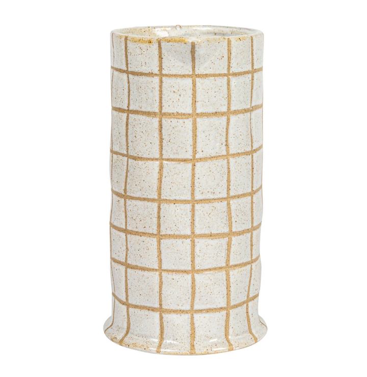 46 oz. Stoneware Pitcher w/ Wax Relief Grid Pattern