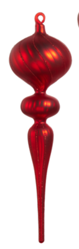 13" Matte Red Finial Ornament