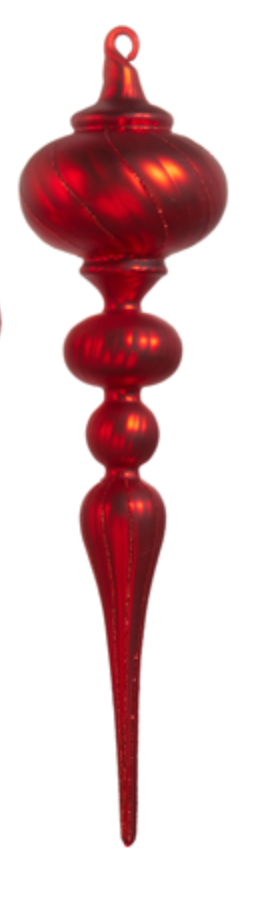 13" Matte Red Finial Ornament