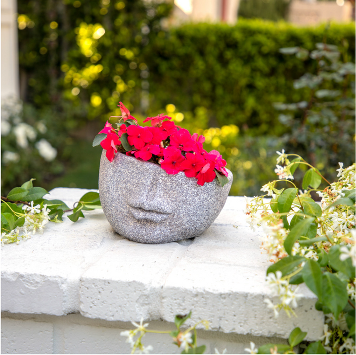 Half Face Planter, Gray 8''