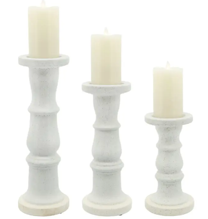 Candle Holder Ceramic Beige Fade Matt 10"