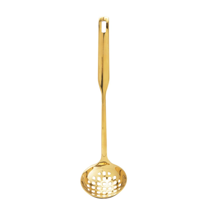 Stainless Steel Slotted Ladle, Gold Finish