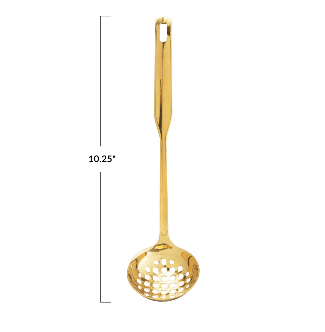 Stainless Steel Slotted Ladle, Gold Finish