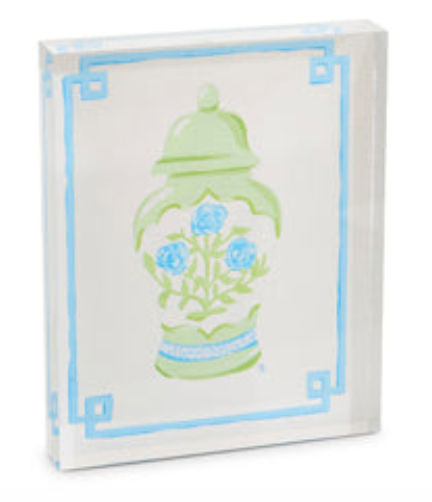 Floral Ginger Jar Acrylic Block 8"