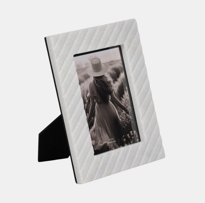 Marble Ridged Photo Frame in White