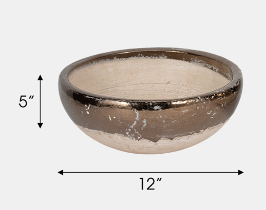 Gold Rim Terracotta Bowl