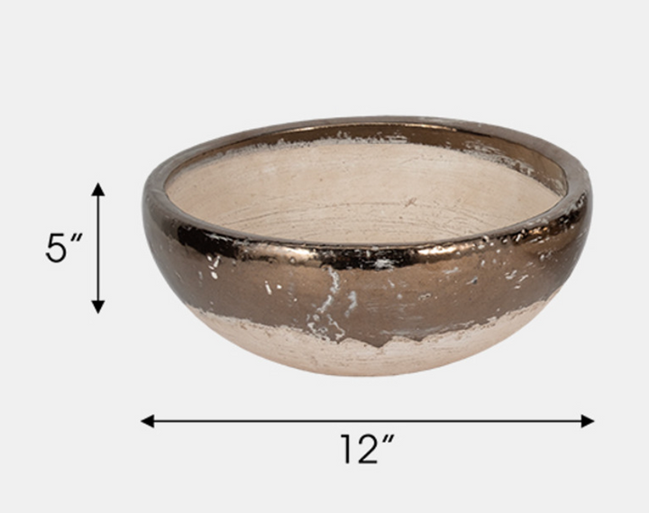 Gold Rim Terracotta Bowl