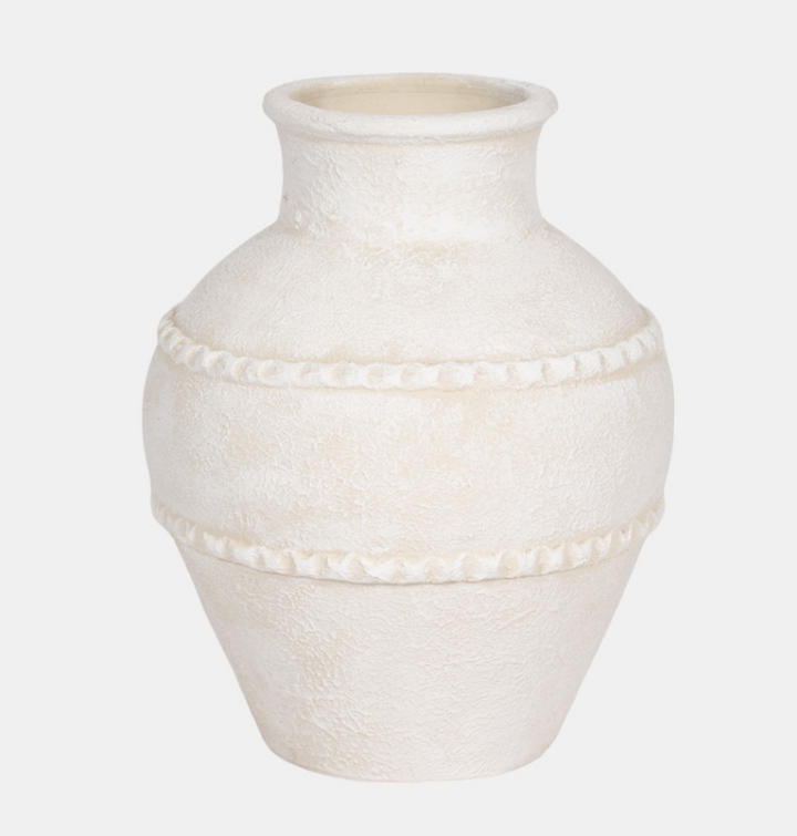 Ivory Traditional Textured Terracotta Vase