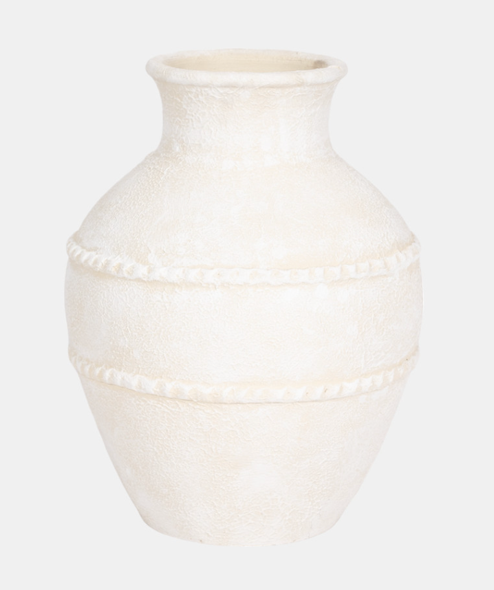 Ivory Traditional Textured Terracotta Vase