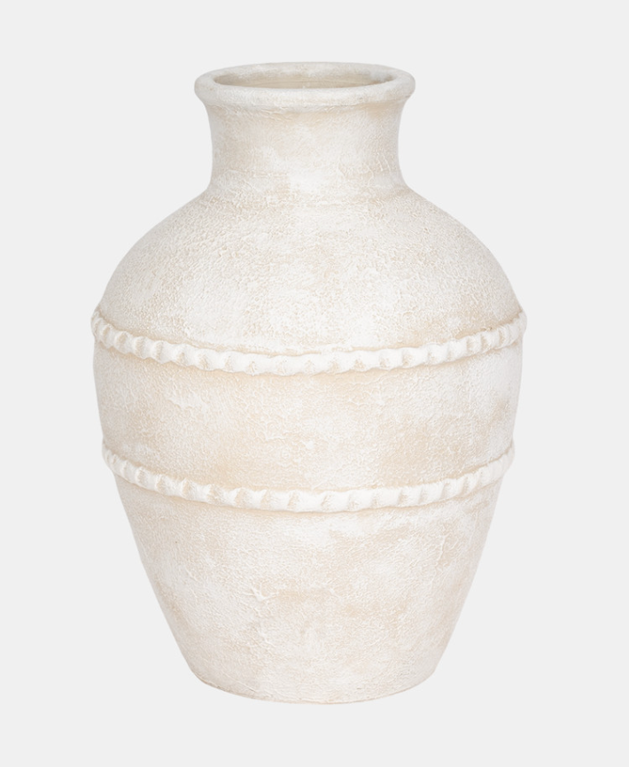 Ivory Traditional Textured Terracotta Vase