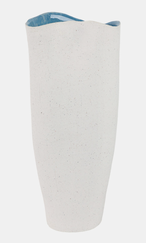 White Textured Organic Vase Reactive Inside