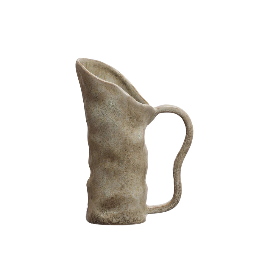 7-1/4"H Organic  Shaped Stoneware Pitcher