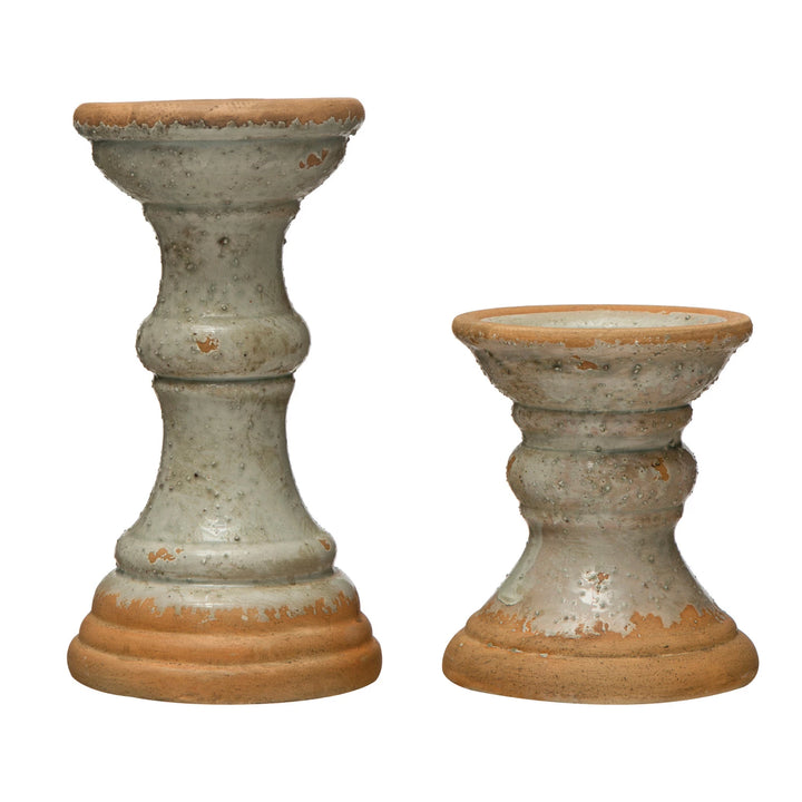 Distressed Terracotta Candleholder