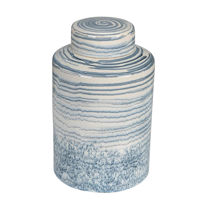 Stoneware Striped Ginger Jar