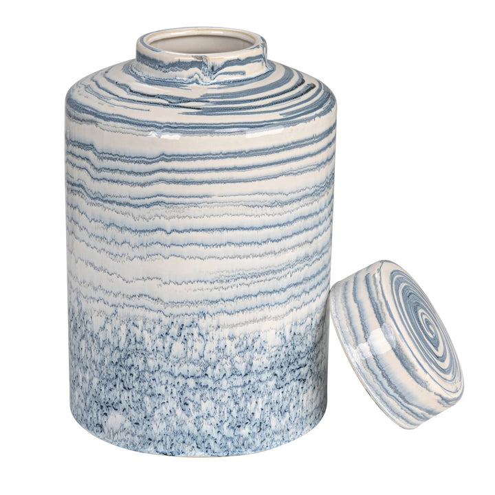 Stoneware Striped Ginger Jar