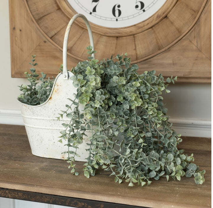 33” Whitewash Green Eucalyptus Hanging Bush