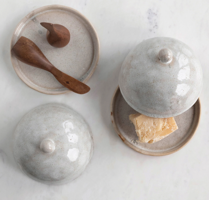 Stoneware Domed Dish with Glaze