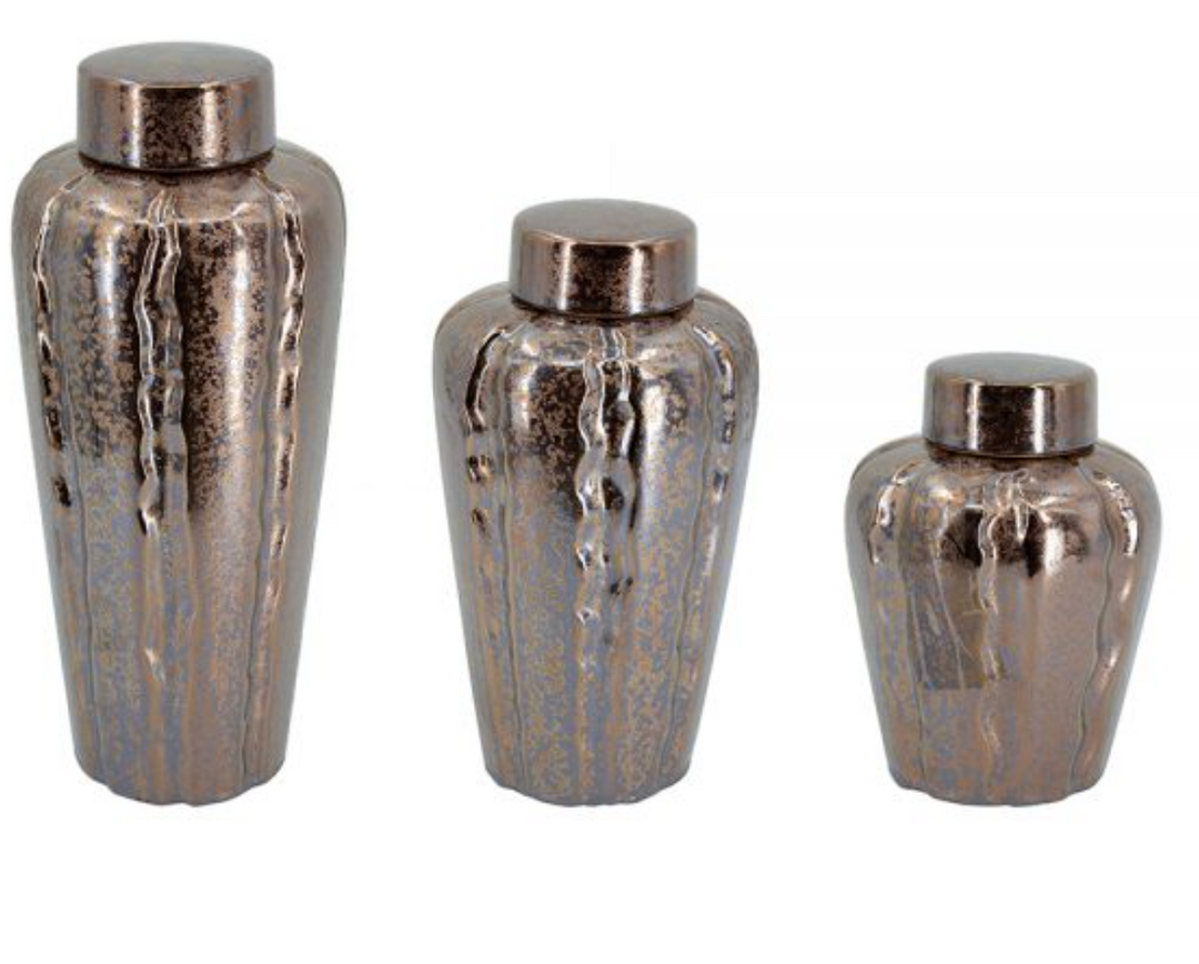 Spitzer Metallic Glaze Ceramic Canisters